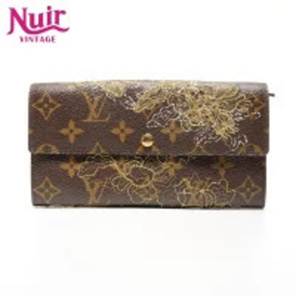 Louis Vuitton Monogram Dentelle Portefeuille Sarah Long Wallet Brown
